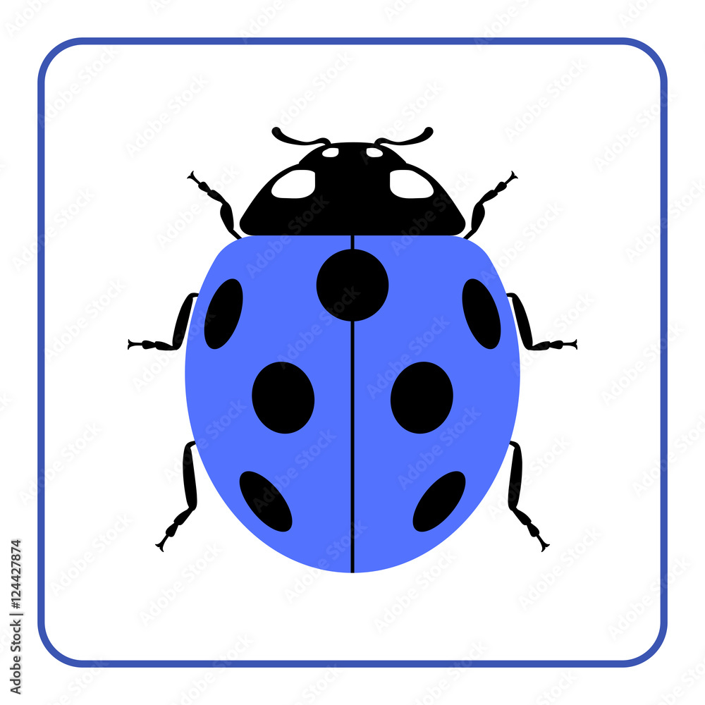 Ladybug small icon. Blue lady bug sign, isolated on white background. Wildlife animal design. Cute colorful ladybird. Insect cartoon beetle. Symbol of nature, spring or summer. Vector illustration Ladybug small icon. Blue lady bug sign, isolated on white background. Wildlife animal design. Cute colorful ladybird. Insect cartoon beetle. Symbol of nature, spring or summer. Vector illustration
