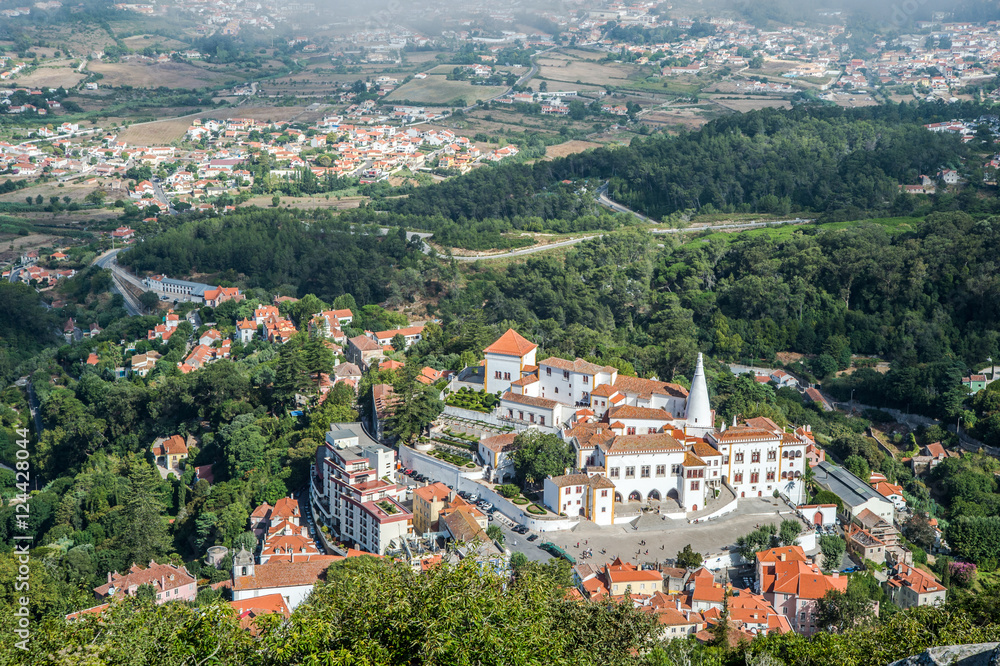 Historic Centre of Sintra, Portugal, with Sintra National Palace, as Seen from the Moors Castle