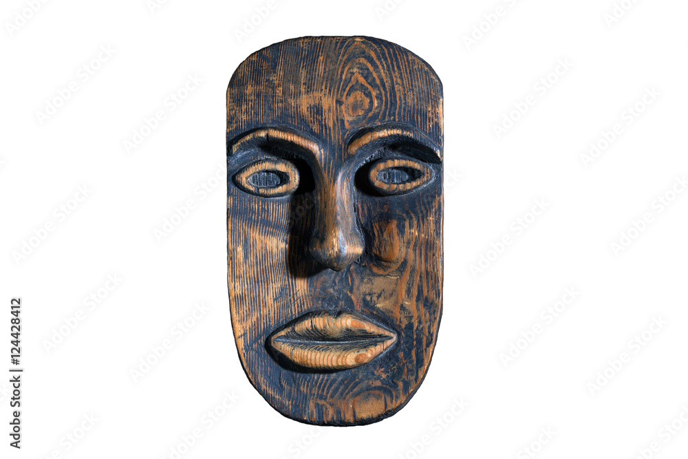 Wooden ethnic mask isolated on white background Wooden ethnic mask isolated on white background