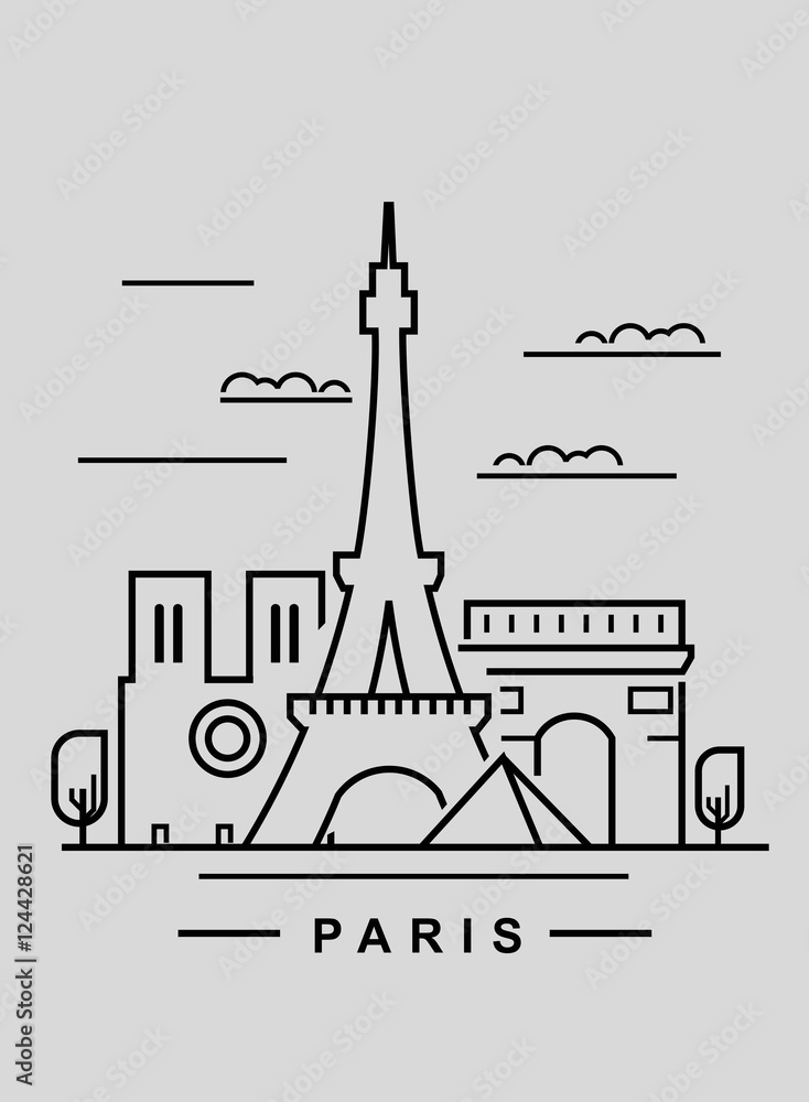 paris and landmark - obrazy, fototapety, plakaty 