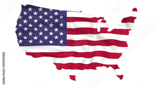 American flag map isolated on white