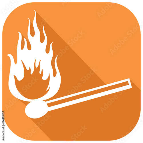burning match stick flat icon