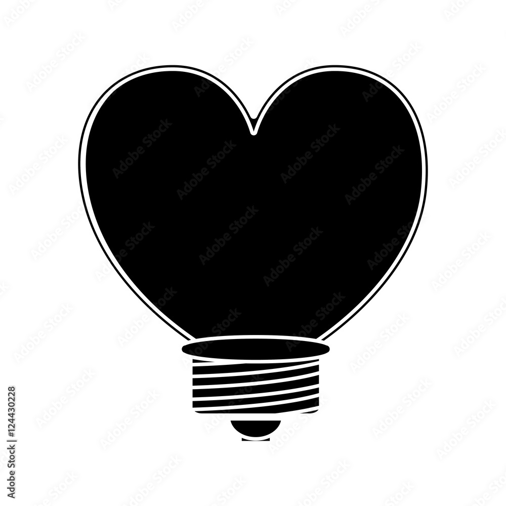 heart shape bulb light icon silhouette. vector illustration heart shape bulb light icon silhouette. vector illustration