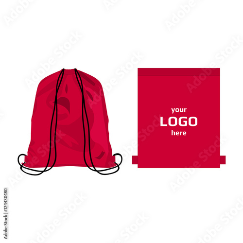 Drawstring sport bag hot pink color, place for logo isolated vector on the white background
