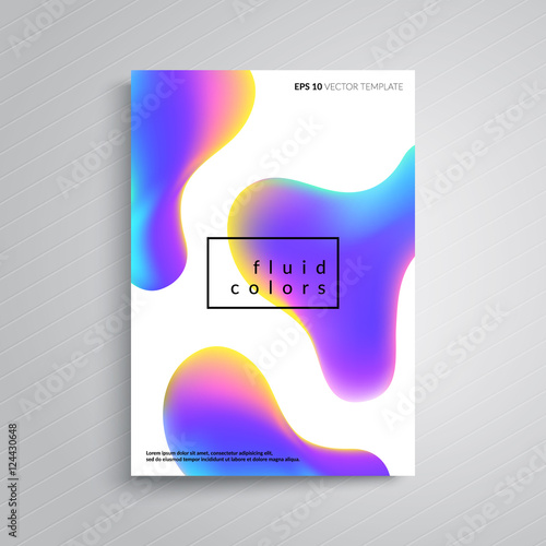 Fluid colors cover design. Abstract shapes somposition. Eps10 vector template.