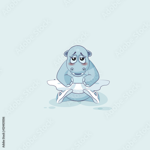 Vector Illustration Emoji character cartoon ballerina Hippopotamus is embarrassed and shy