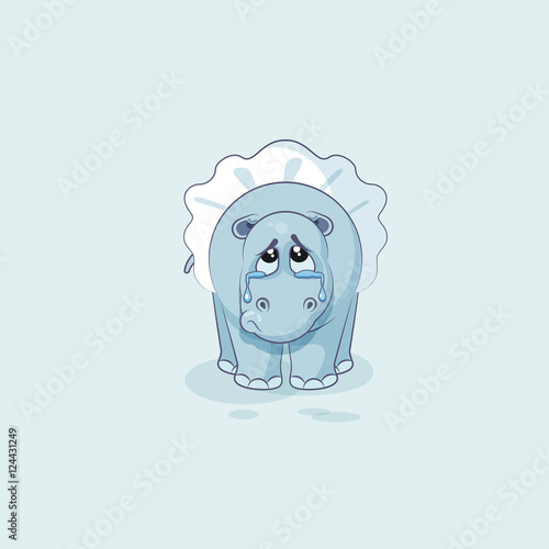 Vector Illustration Emoji character cartoon sad and frustrated ballerina Hippopotamus crying