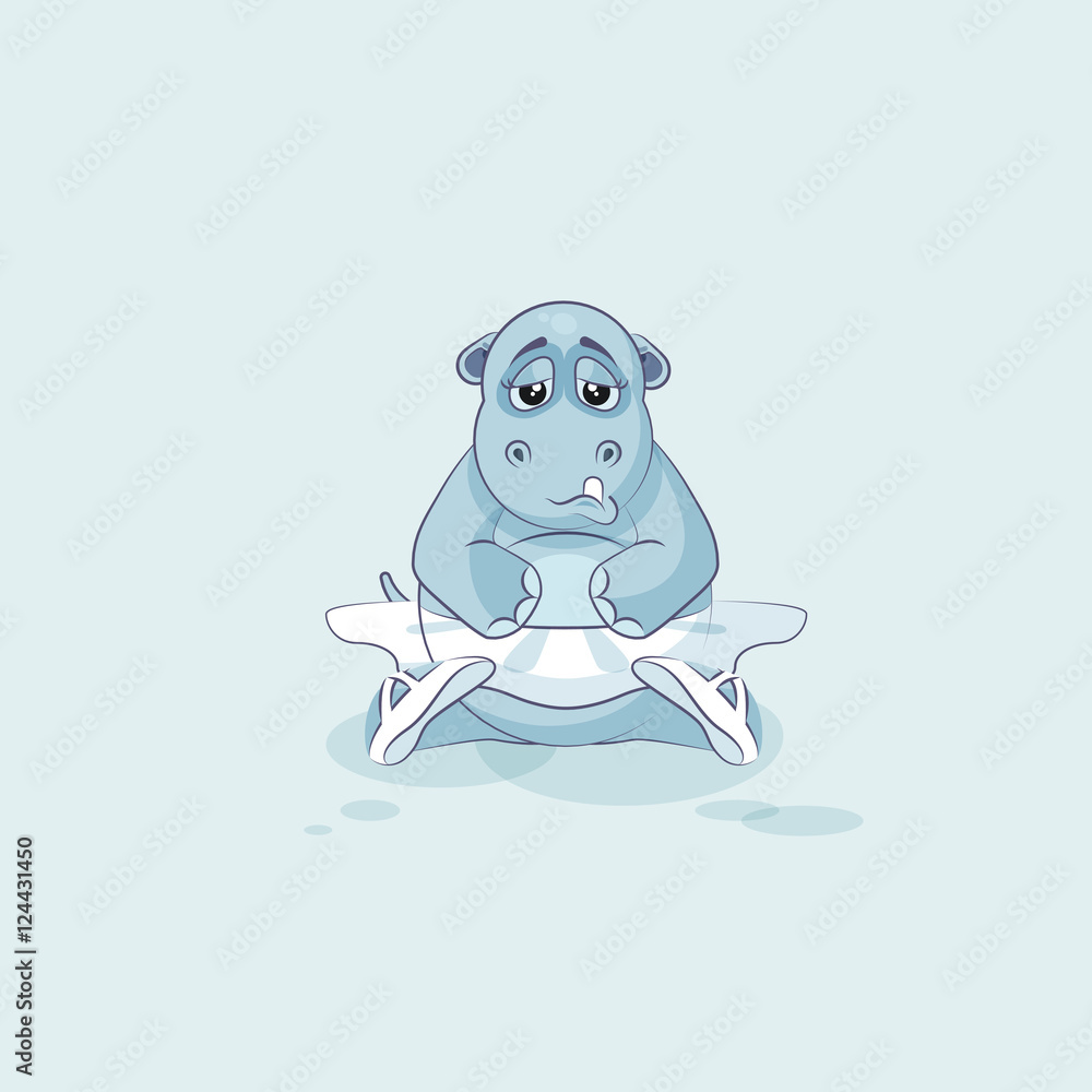 Fototapeta premium Vector Illustration Emoji character cartoon ballerina Hippopotamus sad and frustrated