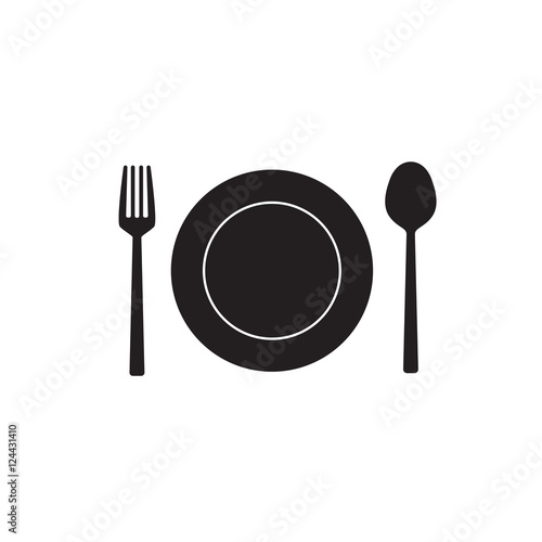 Fork spoon plate icon vector