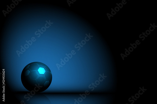 Soccer ball on the floor and blue abstract background. Vector illustration