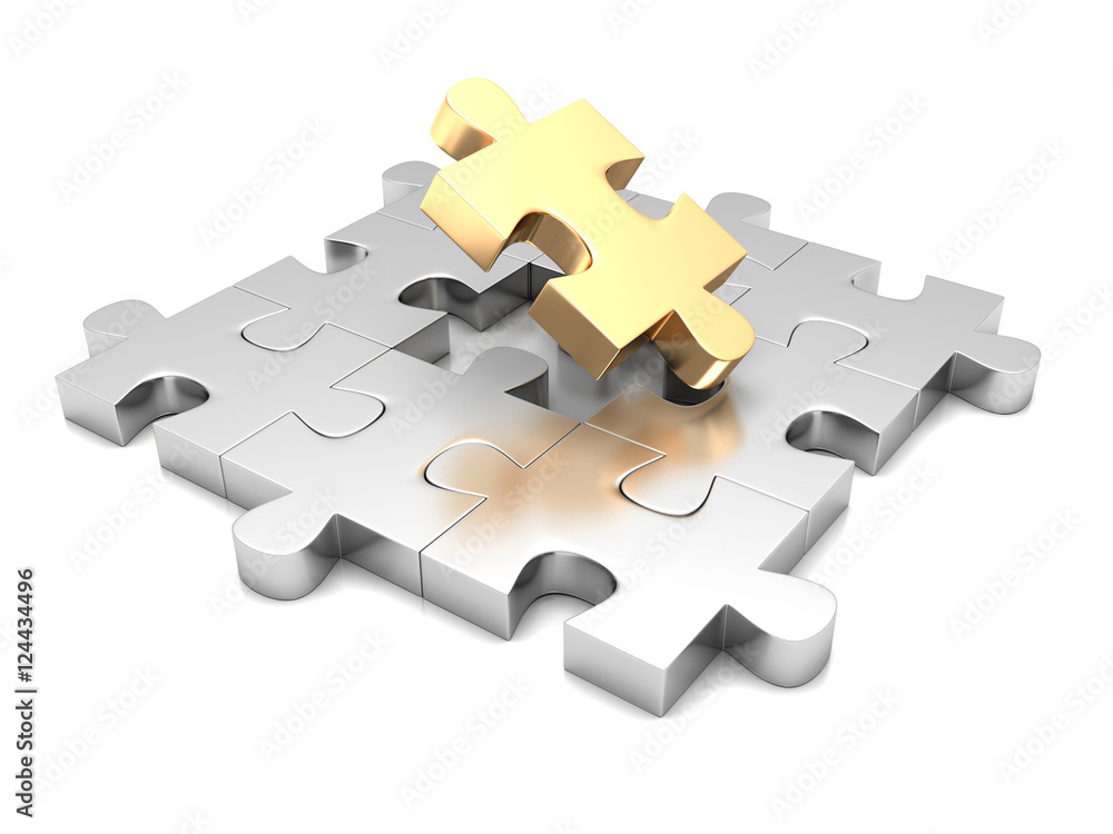 different golden piece of jigsaw puzzle structure. different golden piece of jigsaw puzzle structure.