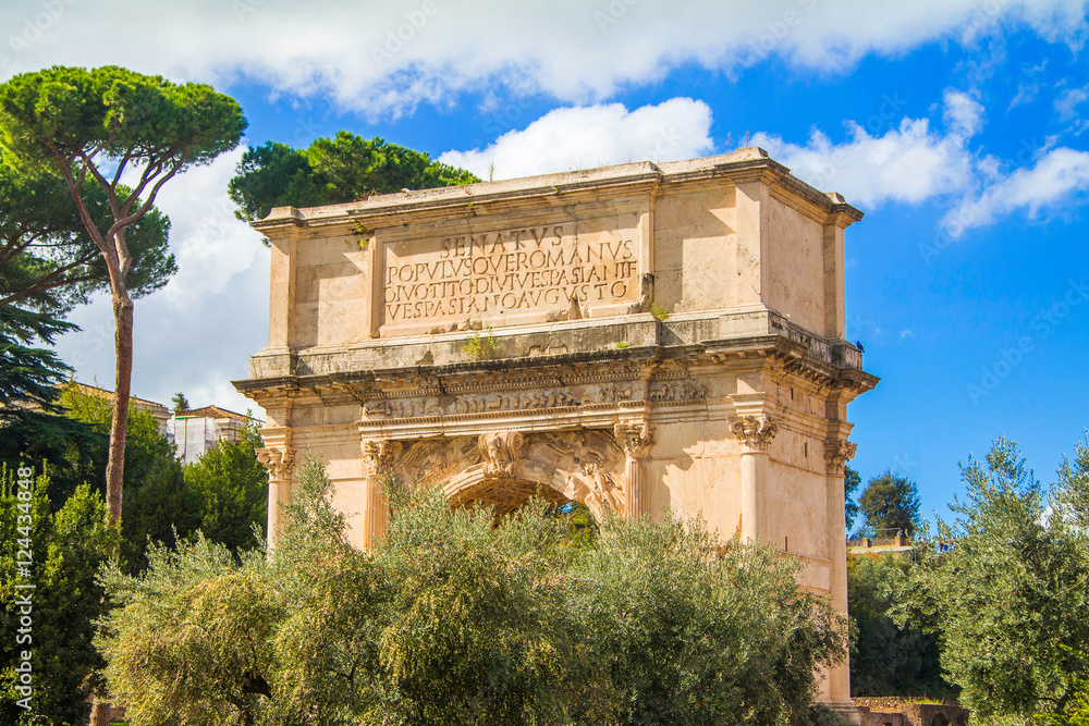      The Arch of Roman emperor Titus on Forum Romanum, Rome, Lazio, Italy 