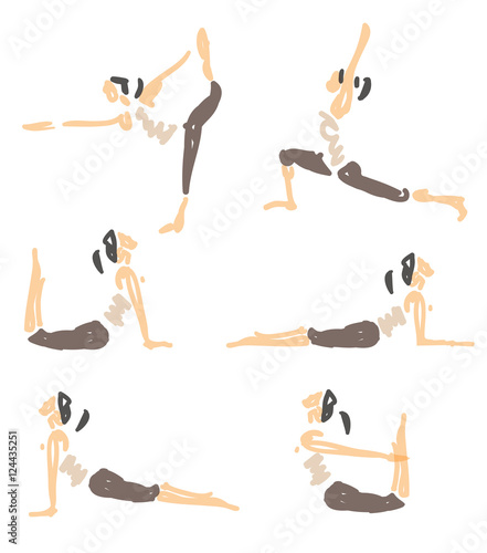 Vector Illustrated Sketched Yoga Asanas 