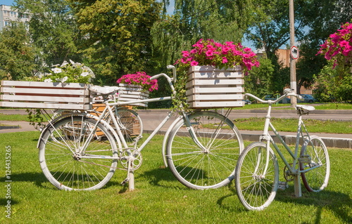 Festive design of Boulevard flower beds as bicycles