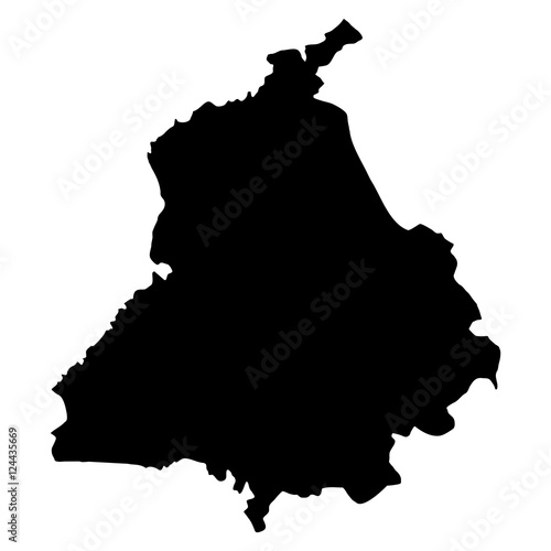 Punjab black map on white background vector