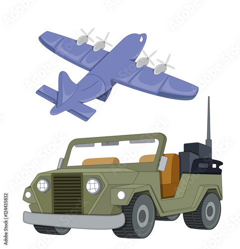 Plane and Jeep Vector