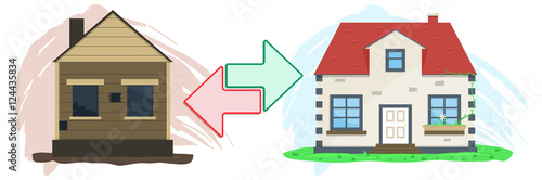 Flat real estate exchange. Vector illustration