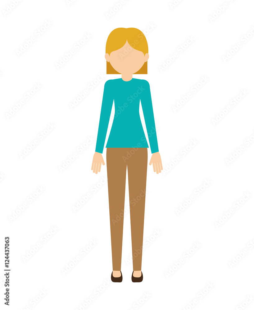 avatar female woman standing wearing casual clothes over white background. vector illustration avatar female woman standing wearing casual clothes over white background. vector illustration