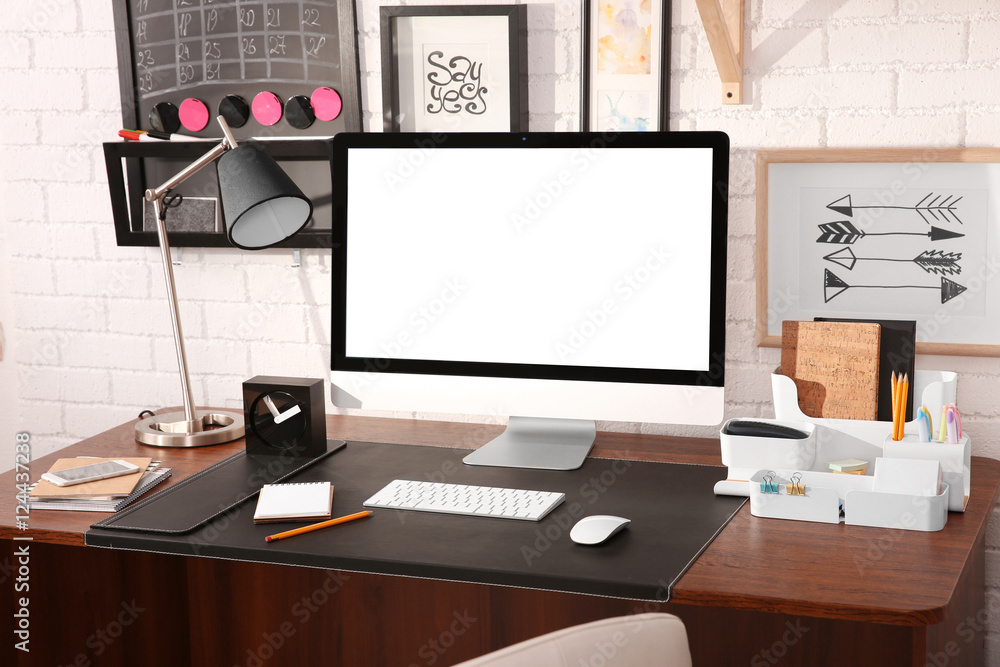 Modern workplace with computer at home Modern workplace with computer at home