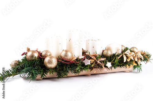 Advent candles on a white background