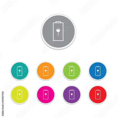 Vector - battery charge con. Round stickers.  © japhoto