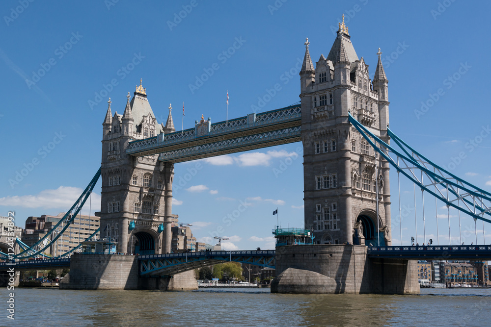 Tower bridge in London with bright clear skies