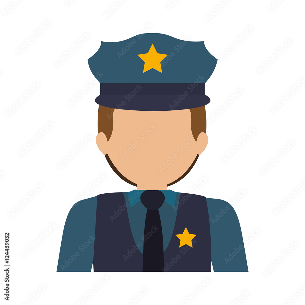 avatar policeman. officer cop wearing uniform over white background. vector illustration