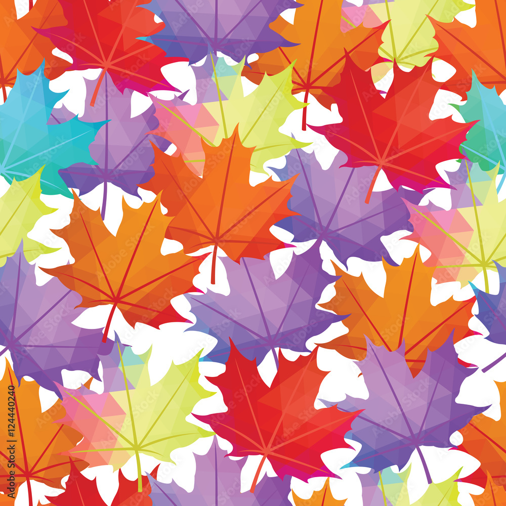 Seamless Vector Autumn Leaves Pattern. Maple leaf Abstract backg Seamless Vector Autumn Leaves Pattern. Maple leaf Abstract backg