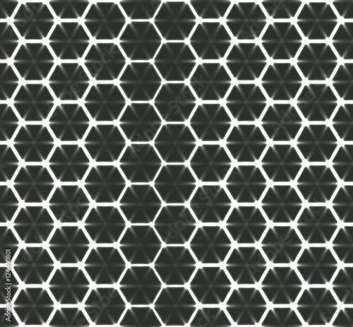 Honeycomb seamless pattern. Vector geometric background, luminous style