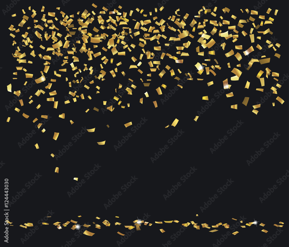 Confetti Étincelant Doré Isolé Sur Fond Noir. Clip Art Libres De Droits,  Svg, Vecteurs Et Illustration. Image 67316170