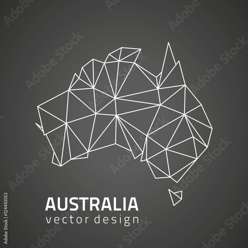 Australia black mosaic outline triangle vector map
