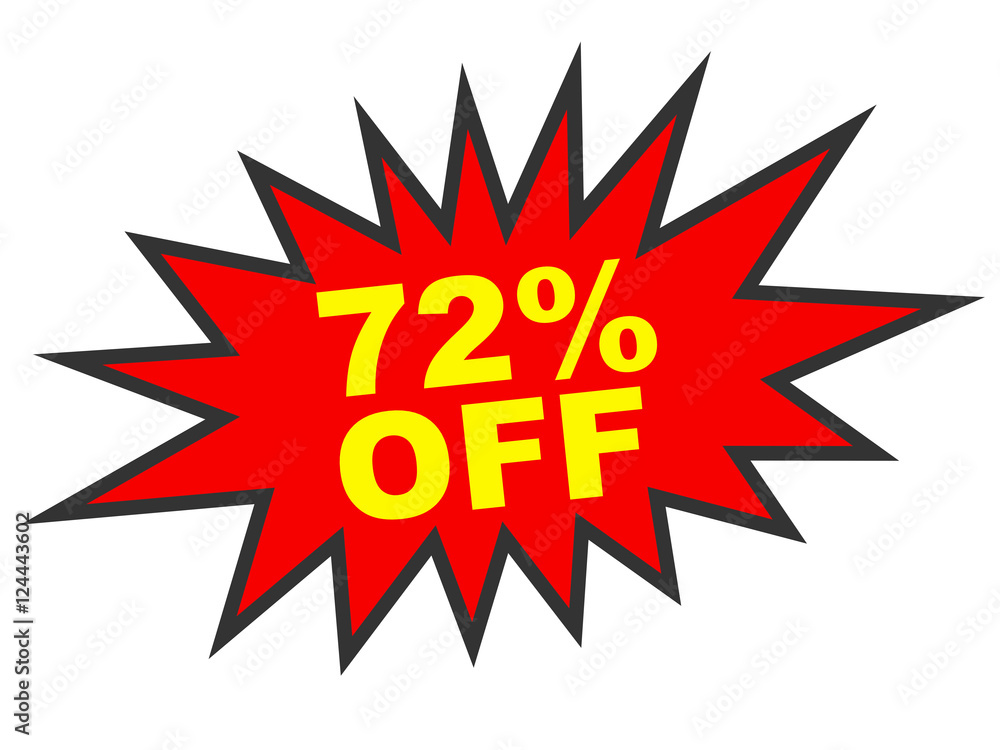 Discount 72 percent off. 3D illustration on white background. Discount 72 percent off. 3D illustration on white background.