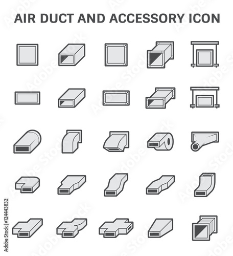 Vector icon of air duct and accessory for air conditioning or HVAC system. photo