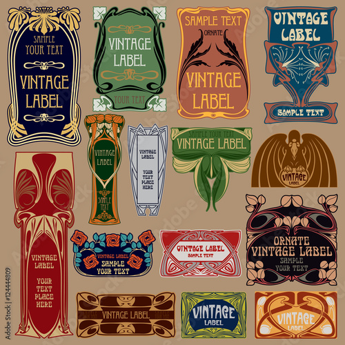 Vector vintage items: label art nouveau