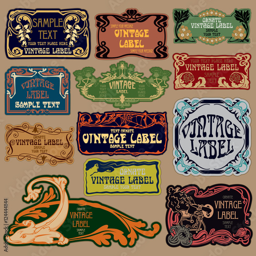 Vector vintage items: label art nouveau