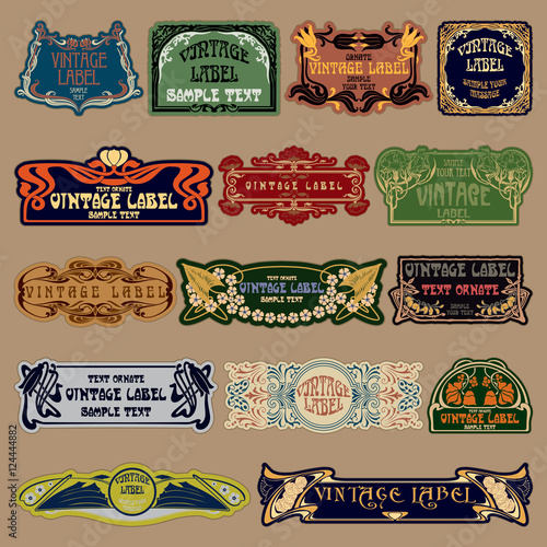 Vector vintage items: label art nouveau