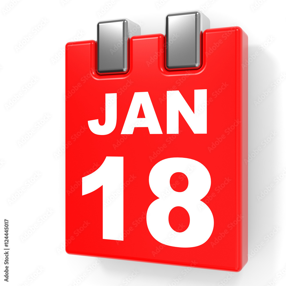 January 18. Calendar on white background. January 18. Calendar on white background.