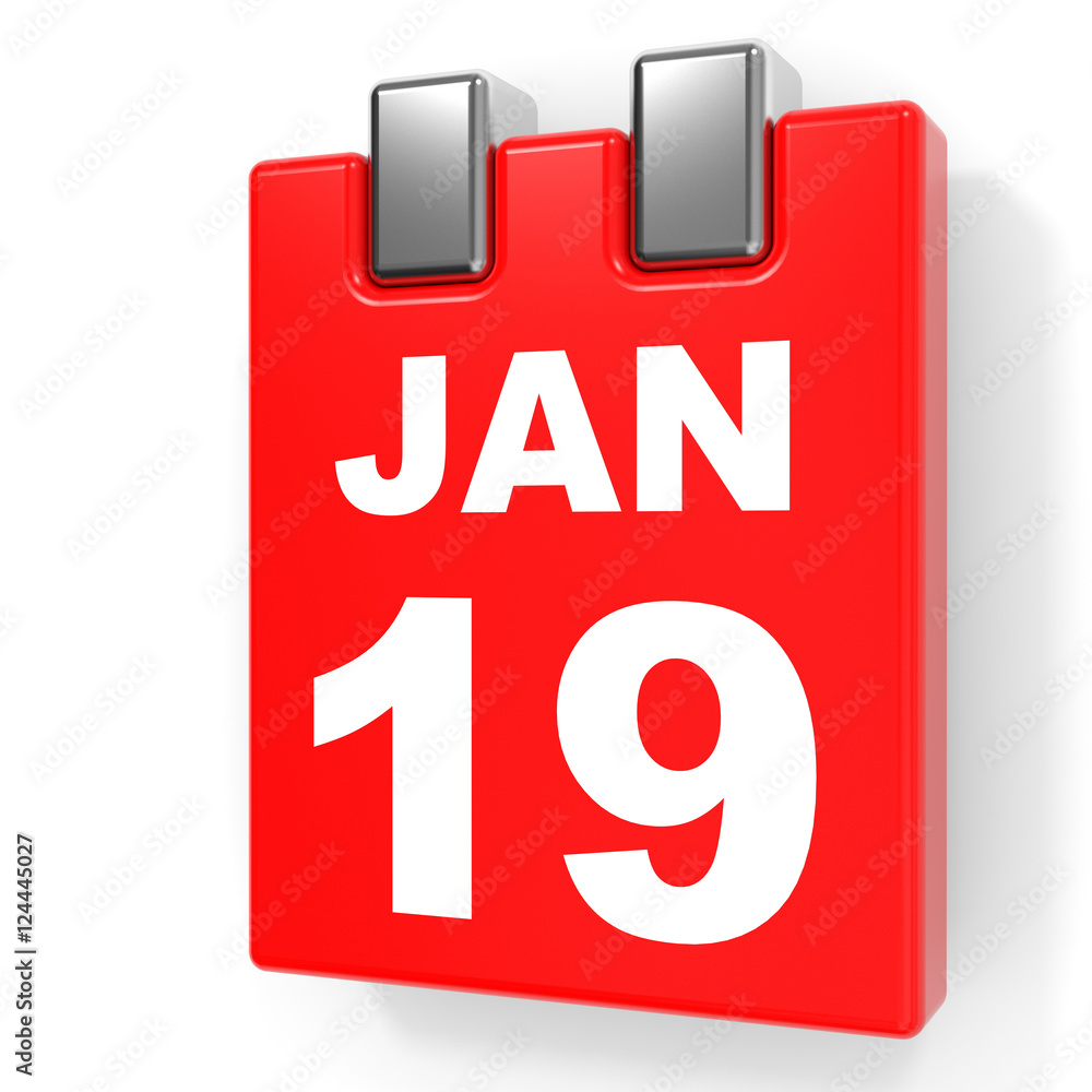 January 19. Calendar on white background. January 19. Calendar on white background.