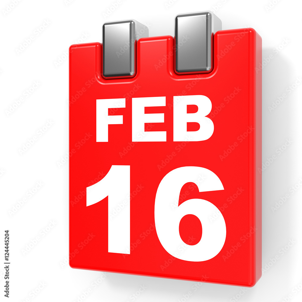 February 16. Calendar on white background. February 16. Calendar on white background.