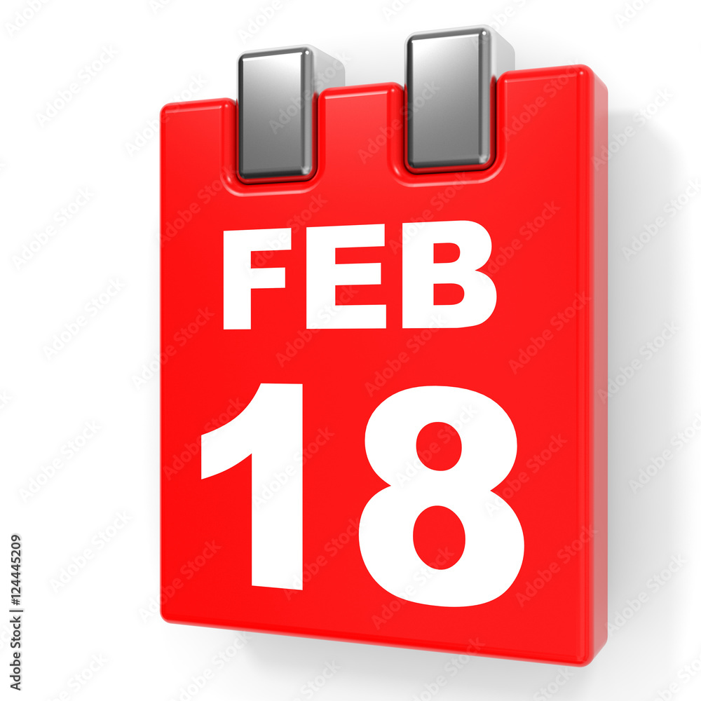 February 18. Calendar on white background. February 18. Calendar on white background.