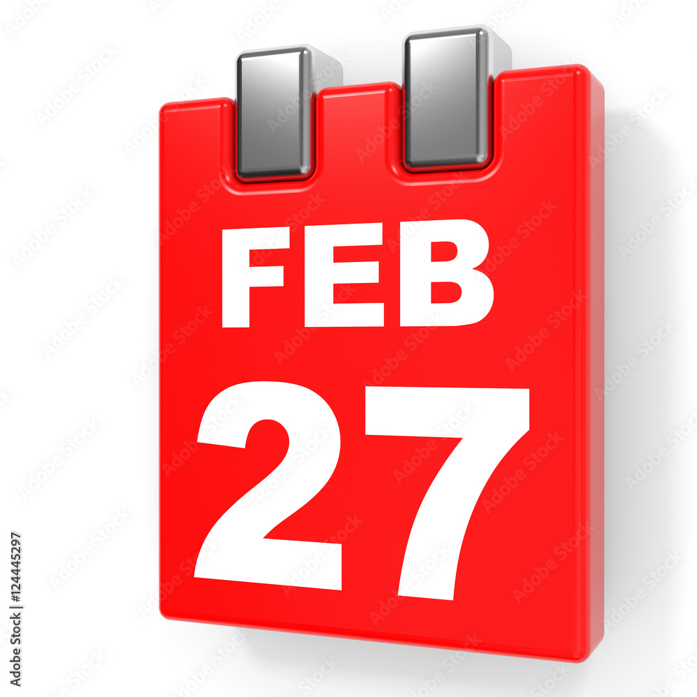February 27. Calendar on white background. February 27. Calendar on white background.