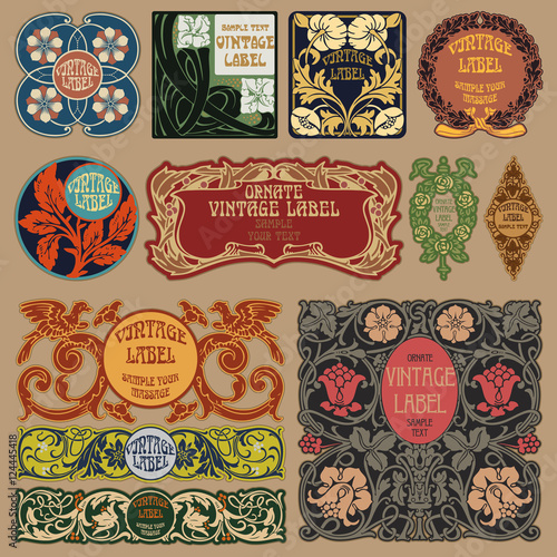 Vector vintage items: label art nouveau