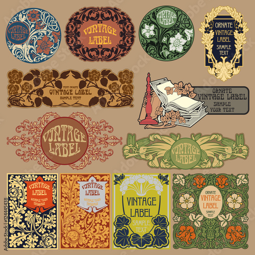 Vector vintage items: label art nouveau