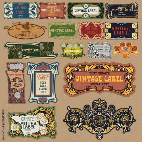 Vector vintage items: label art nouveau