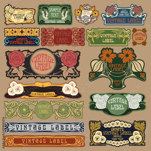 Vector vintage items: label art nouveau