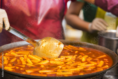 Photography Asian street food - people cooking some food in Seoul - South Korea