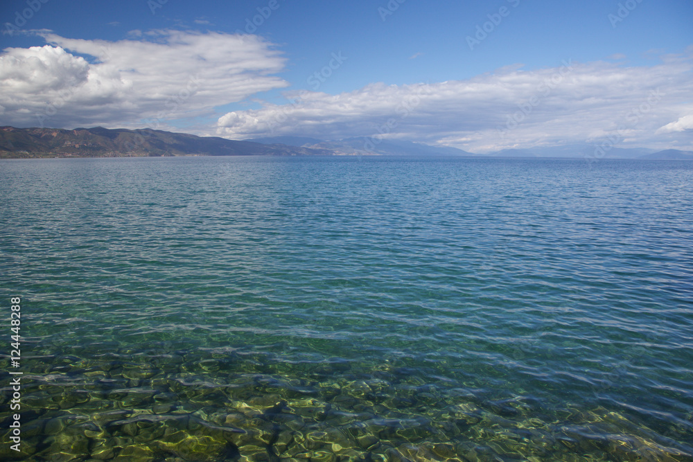 Sunny day on the shore of lake Ohrid