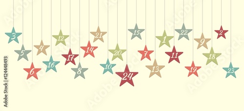 Adventskalender mit bunten Sternen Querformat