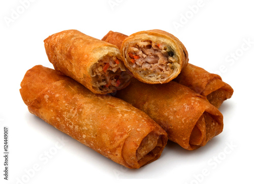 Fried Egg rolls or Spring rolls isolated on white background
