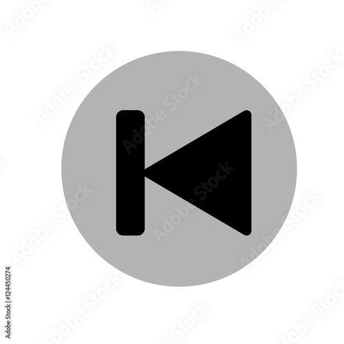Backward media player icon illustration. Black and gray icon. Vector illustration